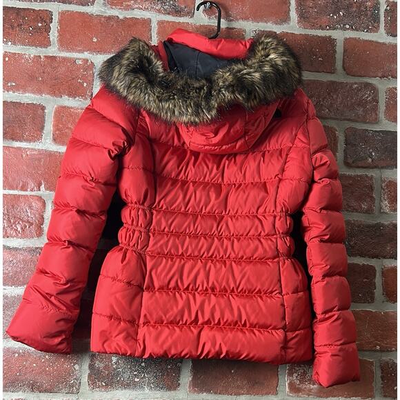 The North Face Red Gotham 550 Down Puffer Faux Fur Hood Jacket Size Small - Picture 6 of 13